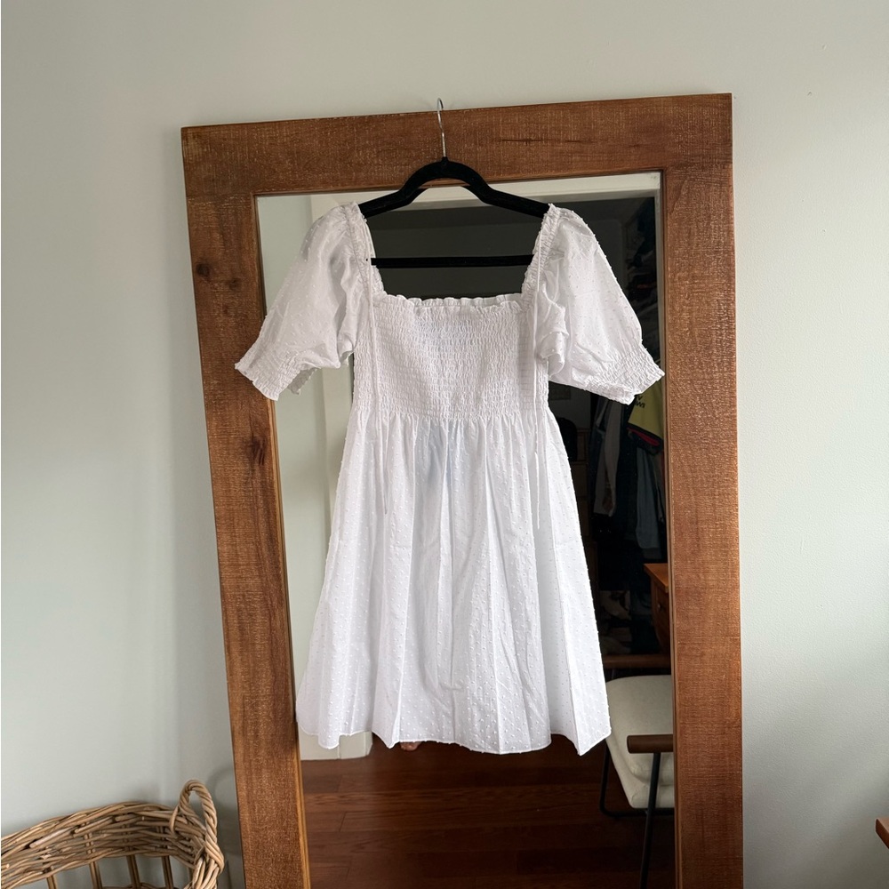 NWT Hill House Home - Athena Nap Dress - Swiss Dot White - Puff Sleeve Mini - XS - Picture 4 of 6